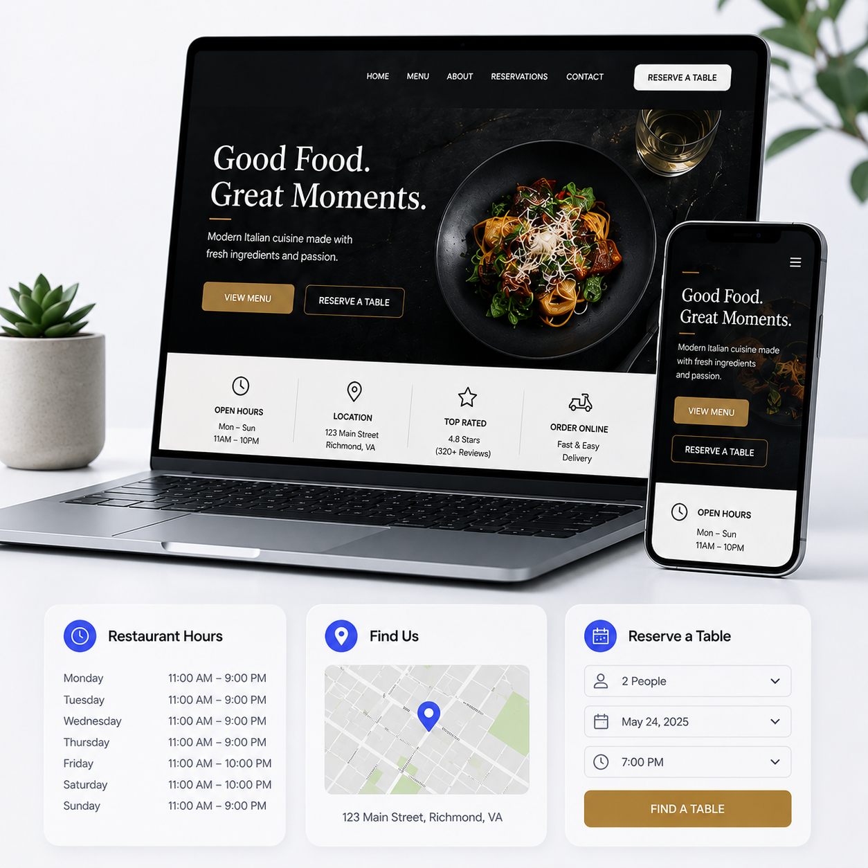 Custom restaurant website concept