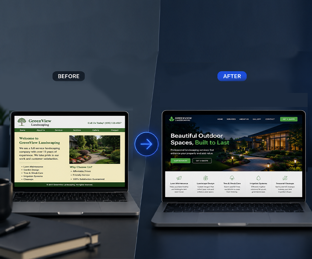 Before and after website redesign example